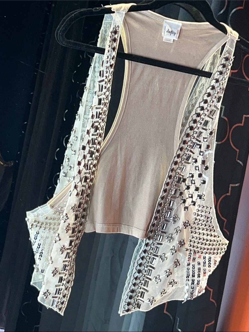 Daytrip Archival Studded & Beaded Sheer Glamour Vest 💎✨